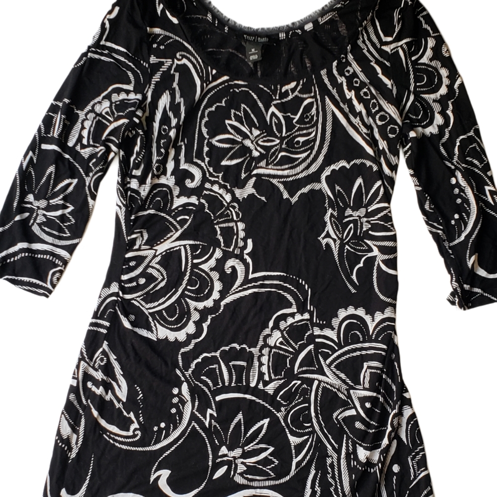 WHBM Floral Above Knee Fringe Neck Dress